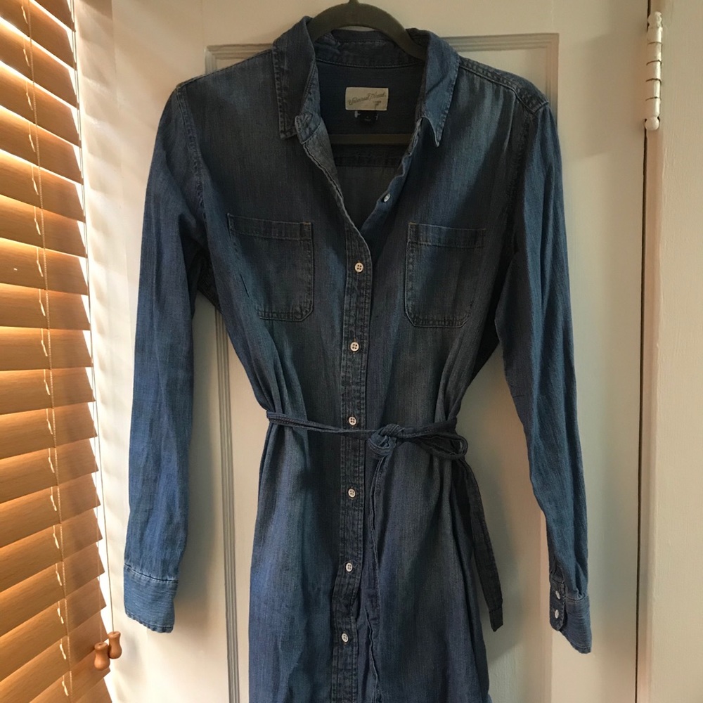 Denim Long Sleeve Tie Dress